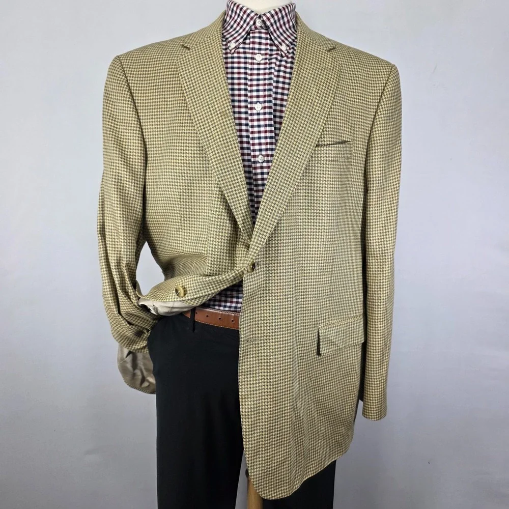 Nautica‎ Men's Sport Coat Blazer Two Button Houndstooth Silk Size 48L